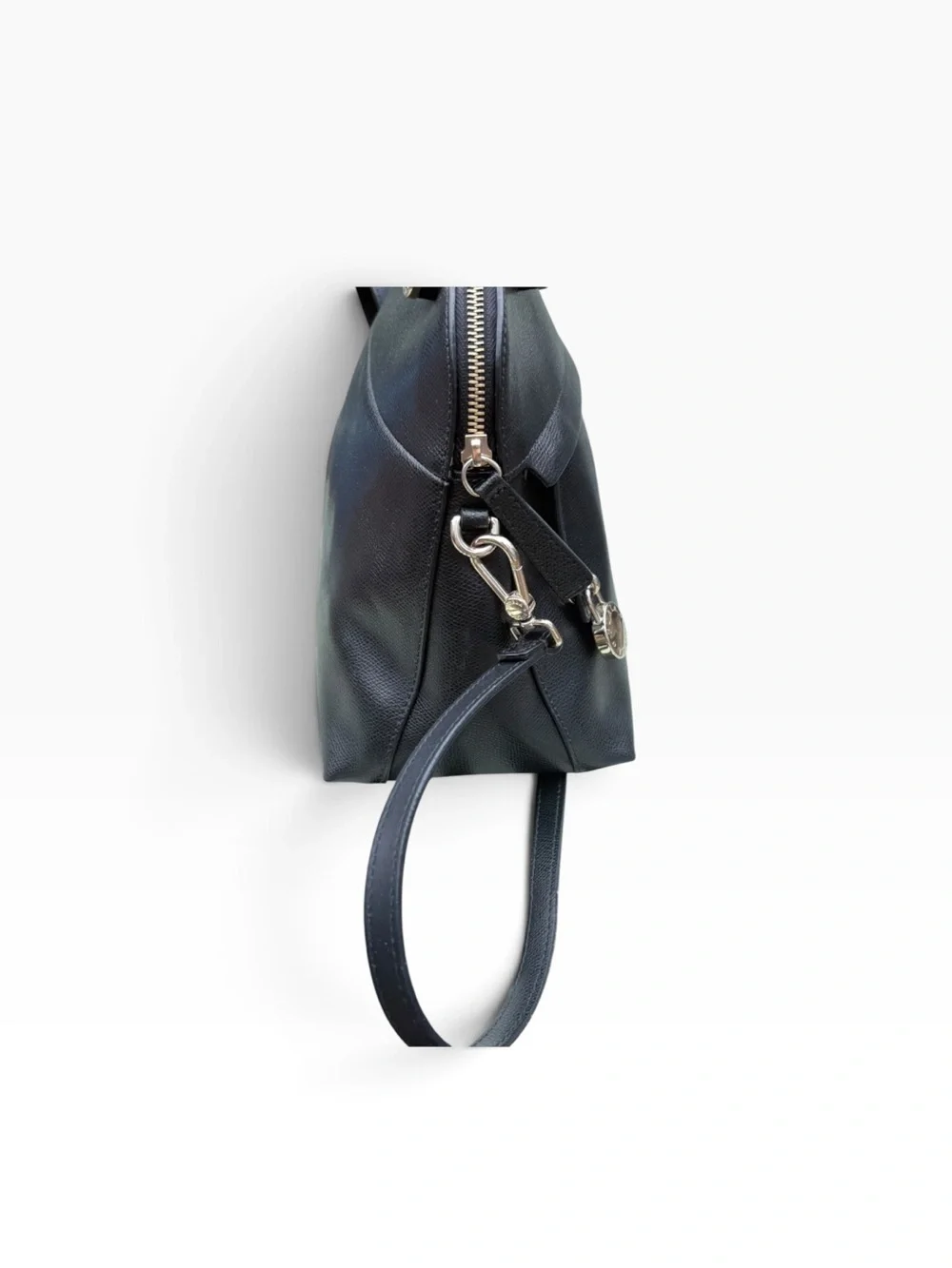 Classic Furla Black Leather Satchel Crossbody Bag Gold Hardware Made in Italy